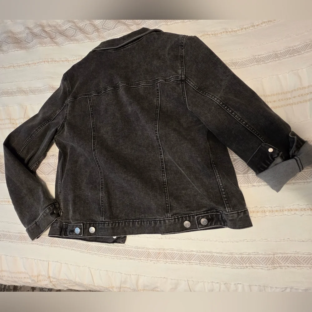 time and tru black denim jacket size large jean jacket womans stretch - Picture 5 of 5